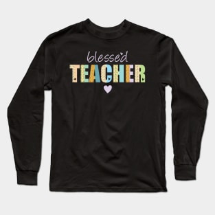 blessed teacher - thanksgiving - fall autumn Long Sleeve T-Shirt